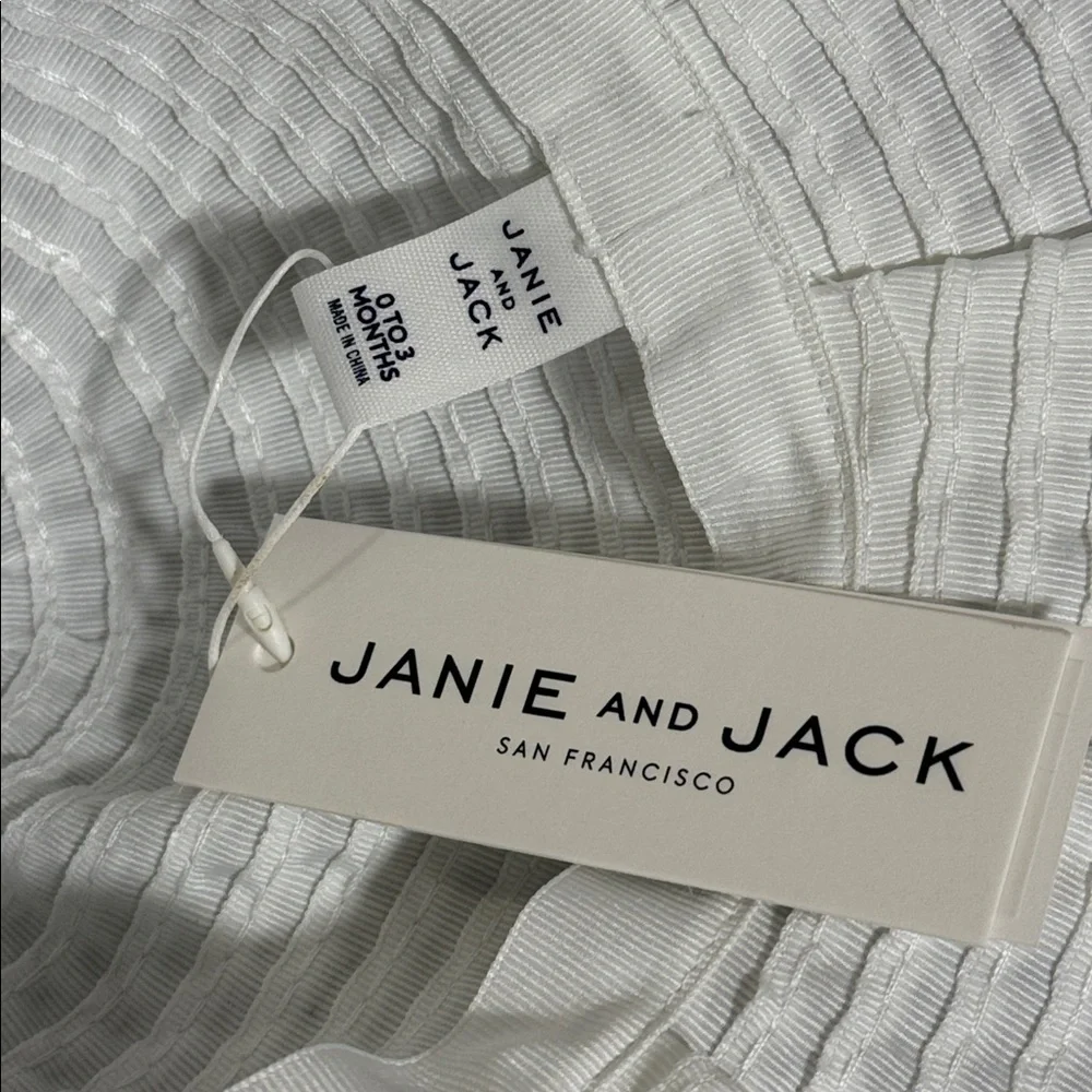 Janie and Jack hat NWT‎ white bucket hat pleated with bow 0-3m + Yellow Headband